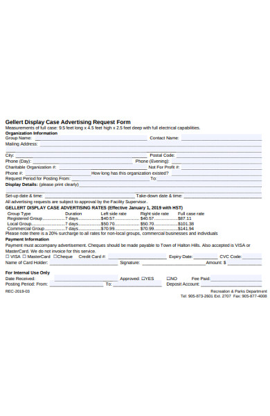case advertising request form