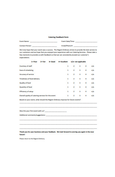 catering event feedback form