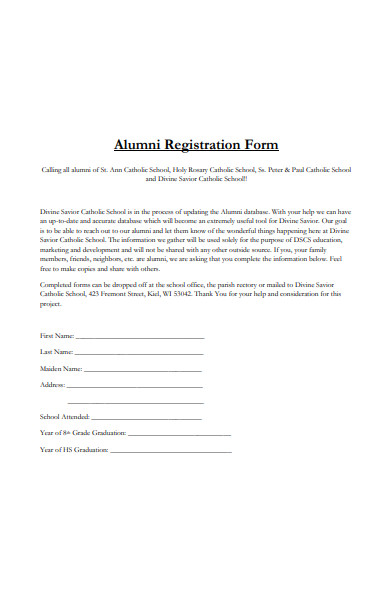 catholic school alumni registration form