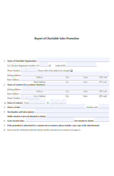 charitable sales promotion form