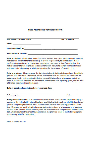 FREE 30+ Attendance Verification Forms in PDF | MS Word