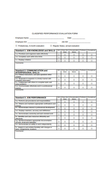 classified employees performance evaluation form