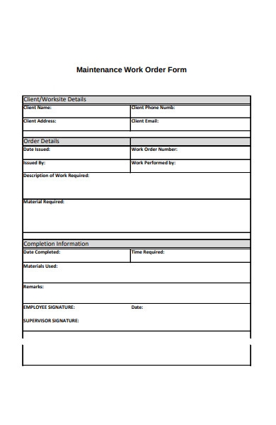 client work order form