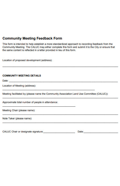 community meeting feedback form