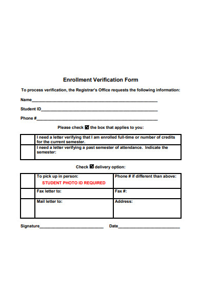 companies enrollment verification form