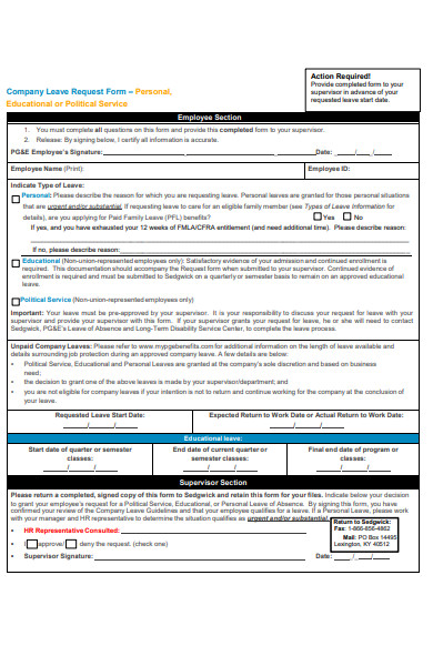 company employee leave request form