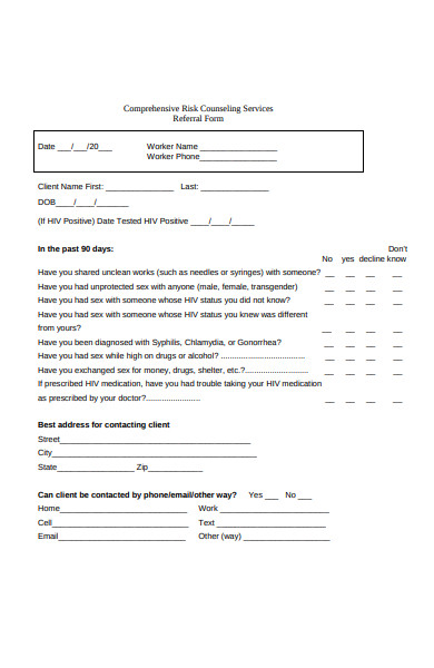 comprehensive risk counseling referral form