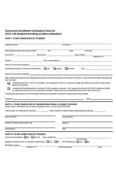 concurrent enrollment verification form