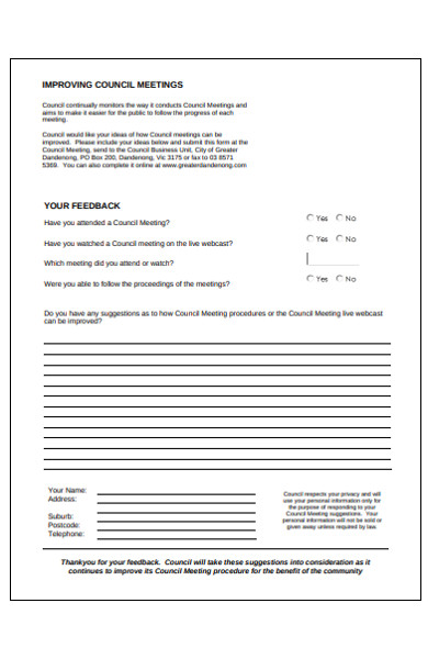 council meeting feedback form