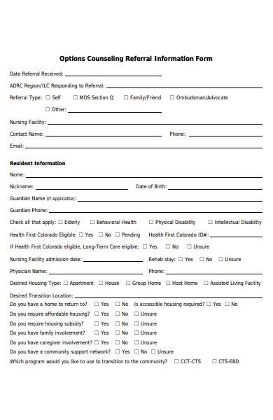 counseling referral information form