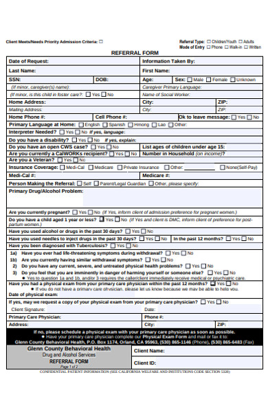 Free 47 Sample Counseling Referral Forms In Pdf Ms Word Doc 6657