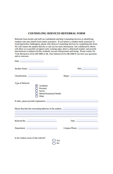 counseling services referral form