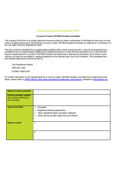 course approval request form