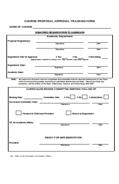 course proposal approval tracking form