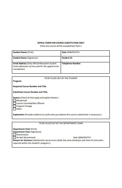 course substitution appeal form