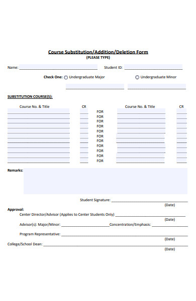 FREE 33  Course Substitution Forms in PDF Ms Word (doc )