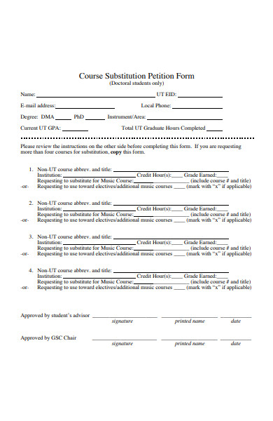 course substitution petition form
