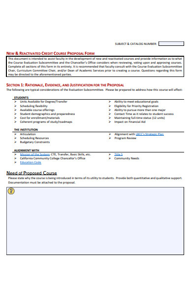 credit course proposal form