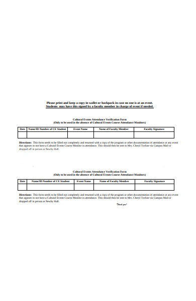 FREE 30+ Attendance Verification Forms in PDF | MS Word
