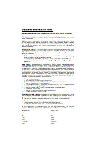 customer account information form