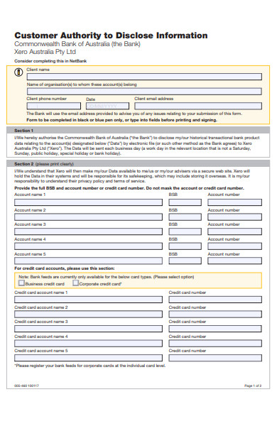 customer authority information form