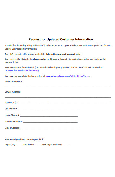 customer detail information form