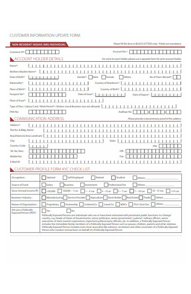 customer information change request forms