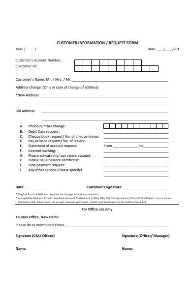 customer information request form