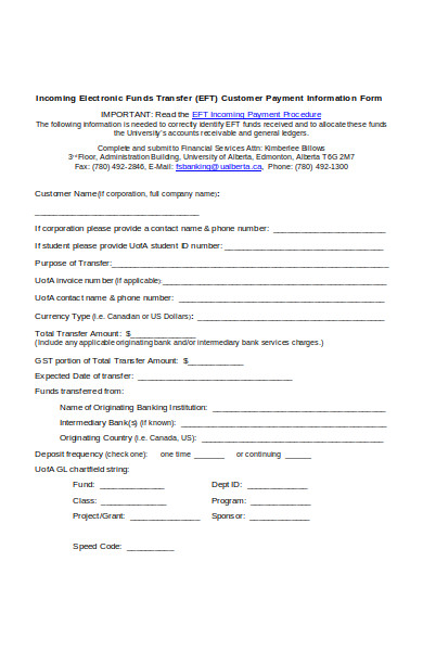 customer payment information form