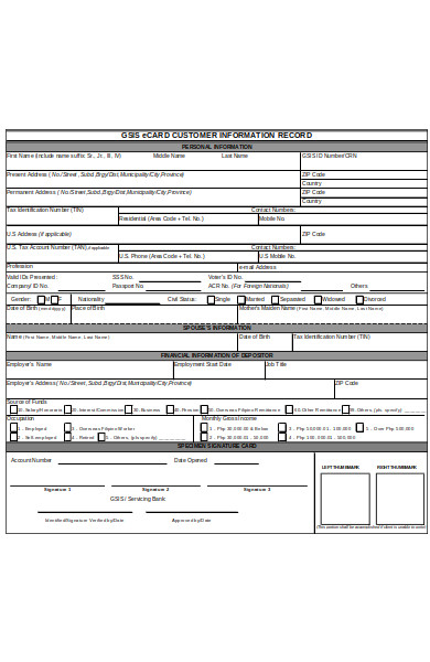 customer record information form