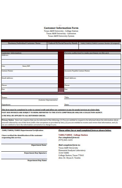 customer security information form