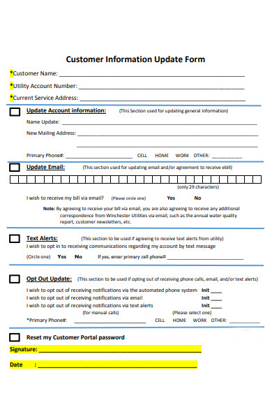 customer service information form