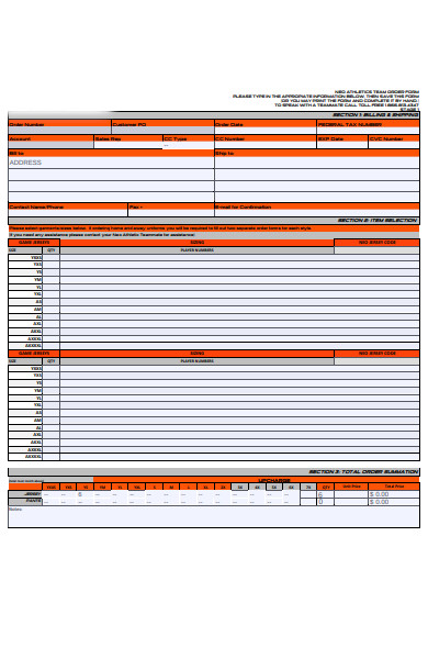 customer uniform order form