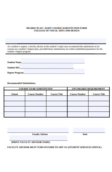 FREE 33  Course Substitution Forms in PDF Ms Word (doc )
