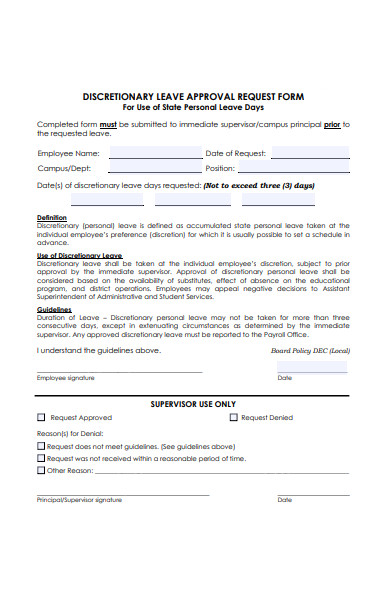 discretionary leave approval request form