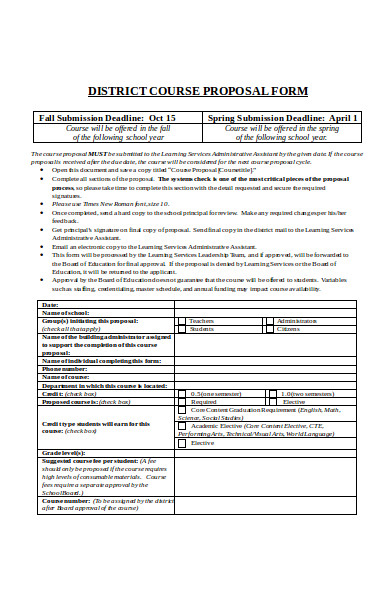 district course proposal form