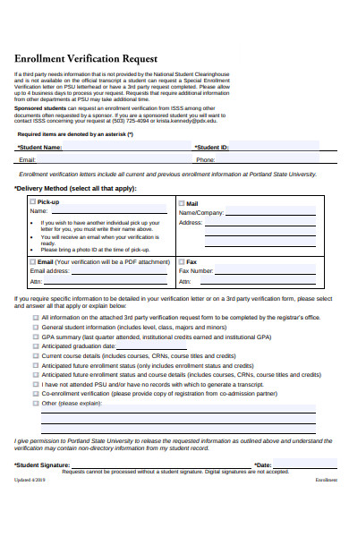 FREE 27 Enrollment Verification Forms In PDF Ms Word