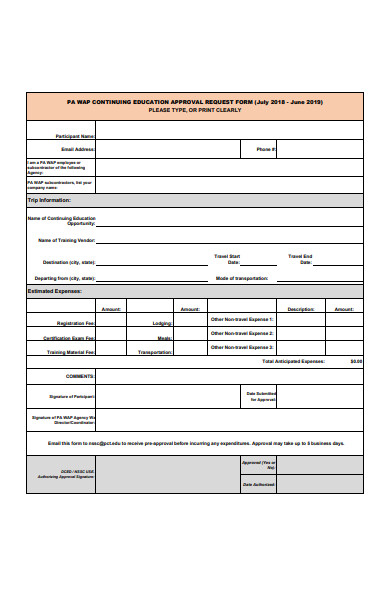 education approval request form