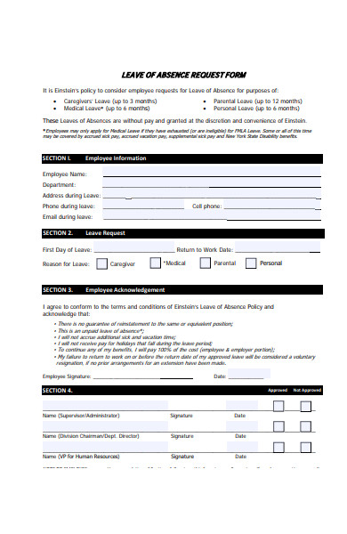 employee absence leave request form