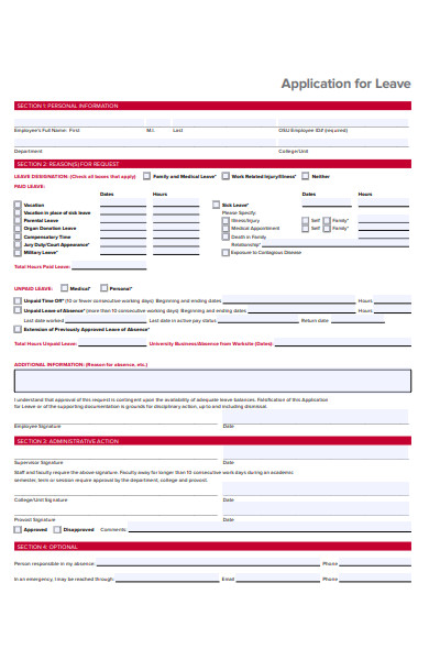 employee application leave request form