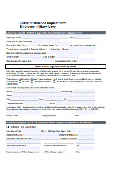 employee military leave request form
