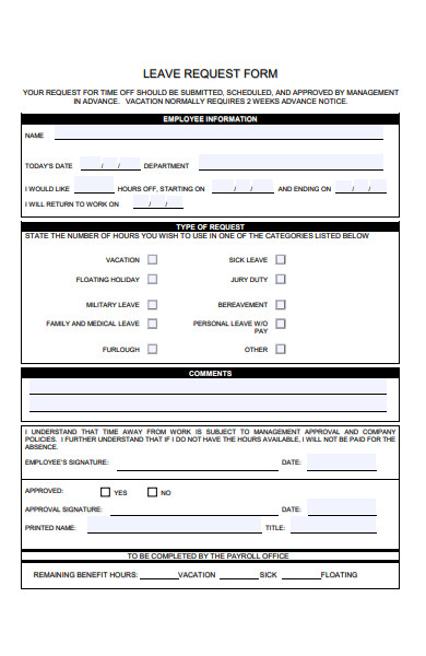 Free 23 Employee Leave Request Forms In Pdf Ms Word Xls 8755