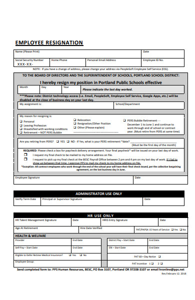 FREE 29+ Employee Resignation Form Samples, PDF, MS Word, Google Docs