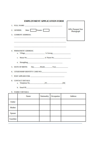 employment authority application form
