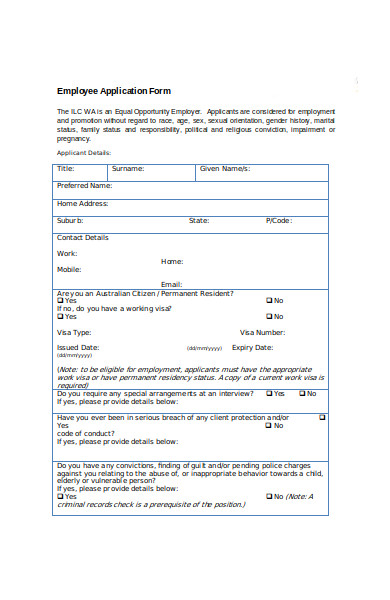 employment interview application form