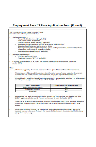 employment pass application form