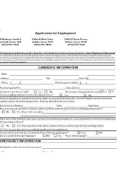 employment short application form1
