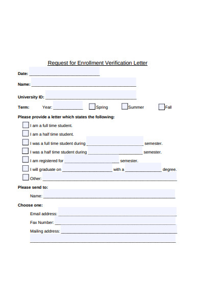enrollment verification form example