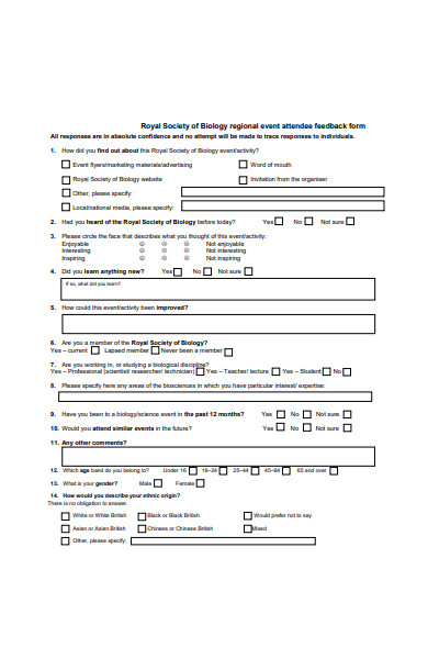 event attendee feedback form