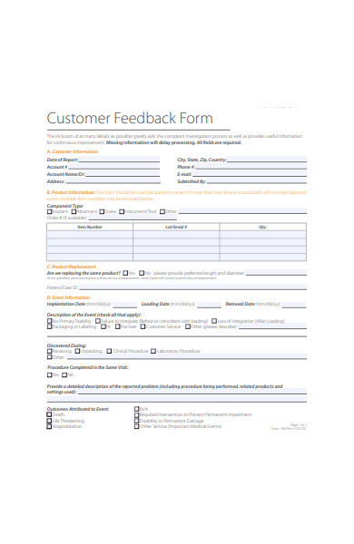 event customer feedback form